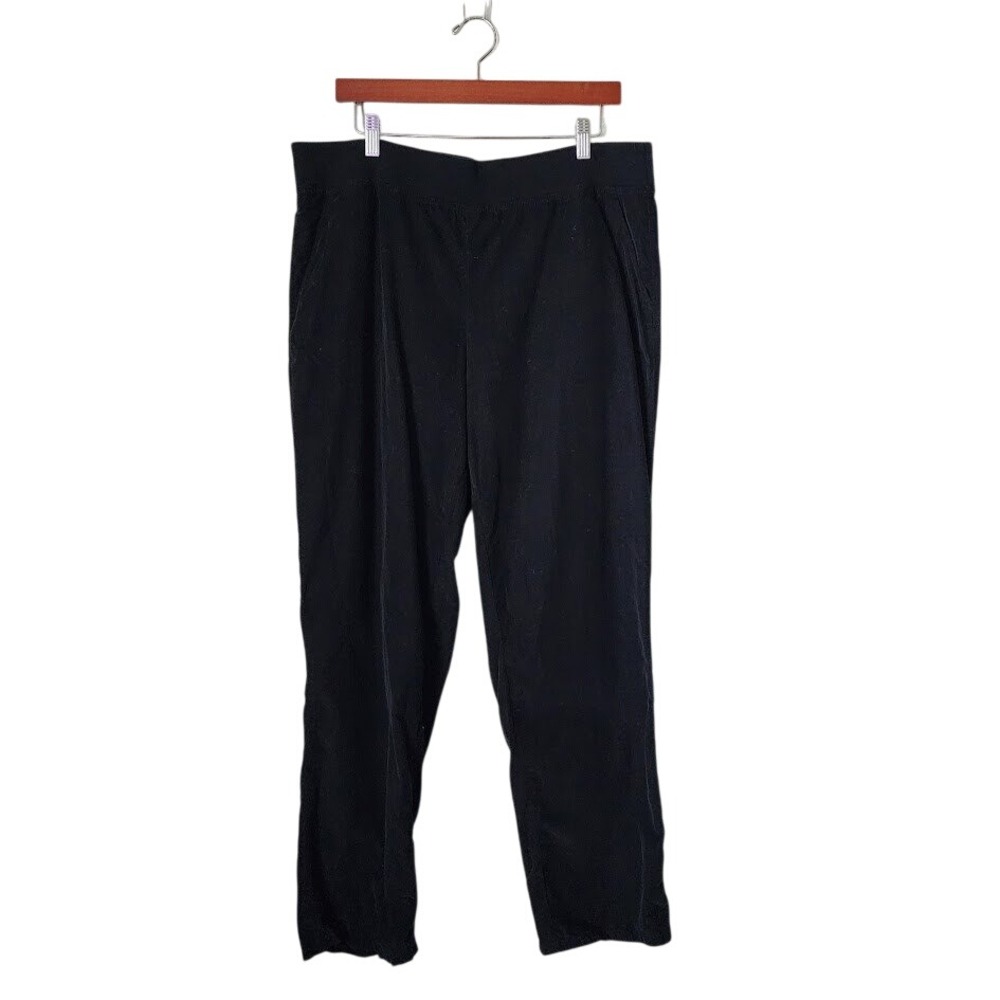 PURE JILL J.JILL Micro Corduroy Pants Black Pull On Relaxed pocket pants L p3